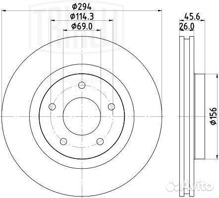 Диск тормозн Mitsubishi ASX 10- передний d294 DF 1