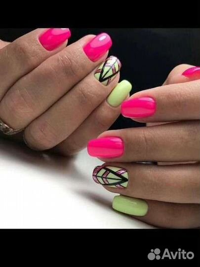 Маникюр с покрытием шеллак, наращивание