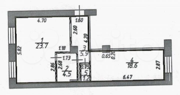 2-к. квартира, 54 м², 2/5 эт.