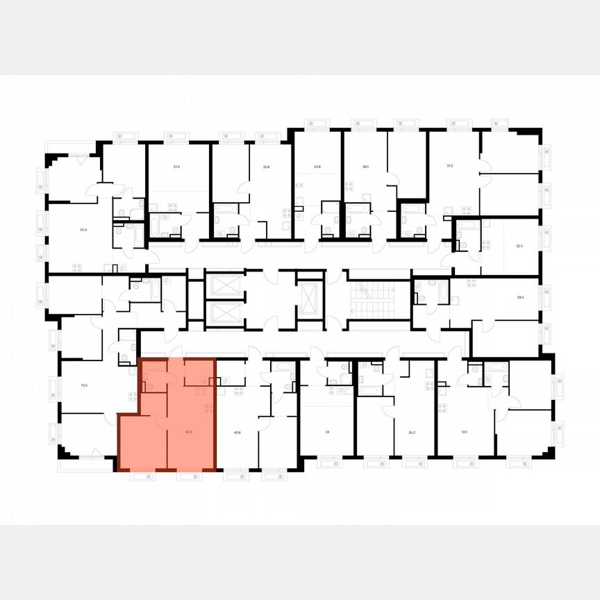 1-к. квартира, 42,4 м², 15/18 эт.