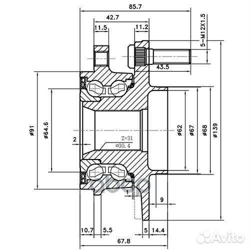 Ступица передняя перед лев Z89635R Zikmar