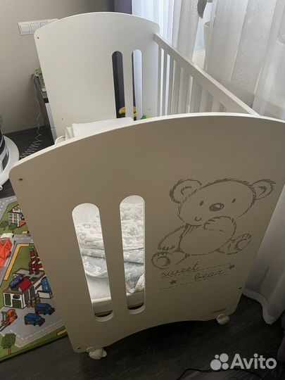 Детская кровать micuna с бельем и бортиками