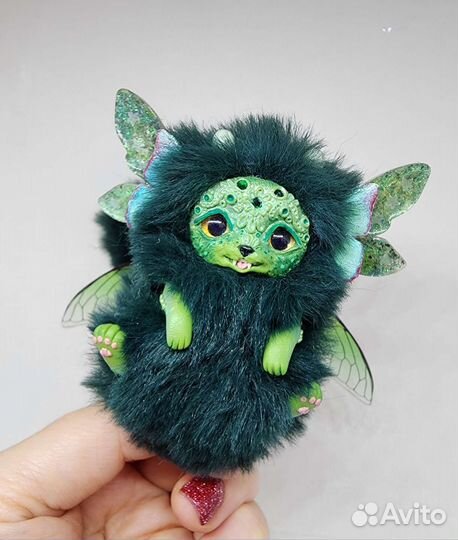 Мягкий зеленый кот игрушка