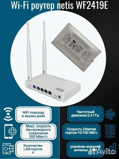 Маршрутизатор роутер wifi netis WF2419E