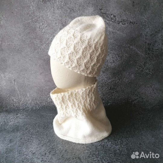 Шапка вязаная для девочки и снуд 50-52