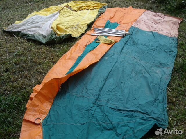 Палатка времен СССР + Тент+ алюминиевые стойки