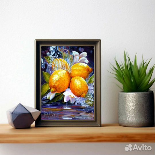 Картина Лимоны маслом 15х20 см