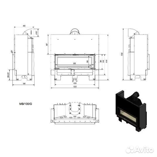 Камин Kratki MB100/G (14 кВт)