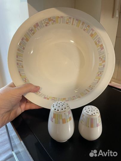 Салатник большой и набор для специй Фарфор ГДР