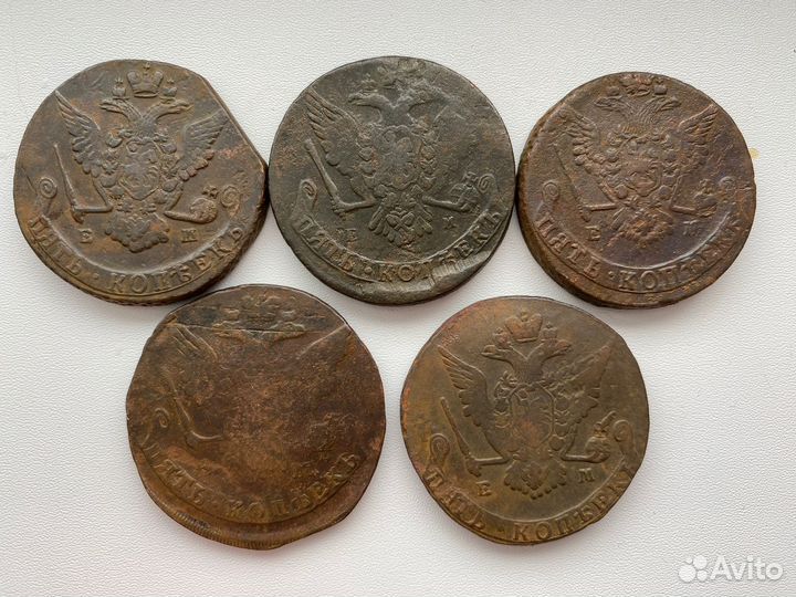 5 копеек Екатерины 2 медь