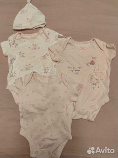 Боди mothercare 50-56-62см, 0-3 месяца, бу