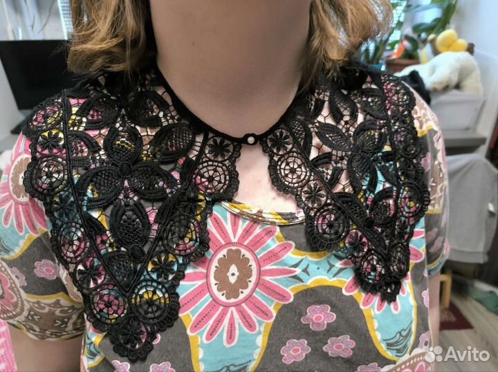 Черный кружевной воротник Ирландское кружево