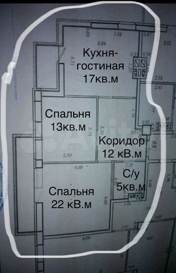 2-к. квартира, 76,6 м², 12/22 эт.