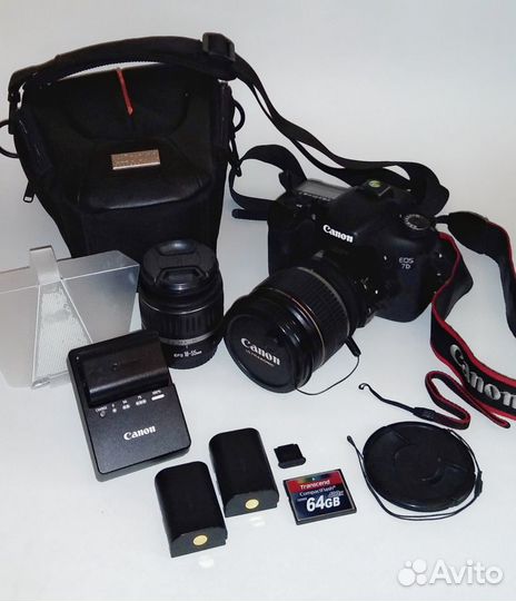 Фотоаппарат canon 7d+2 объектива+вспышка+штатив