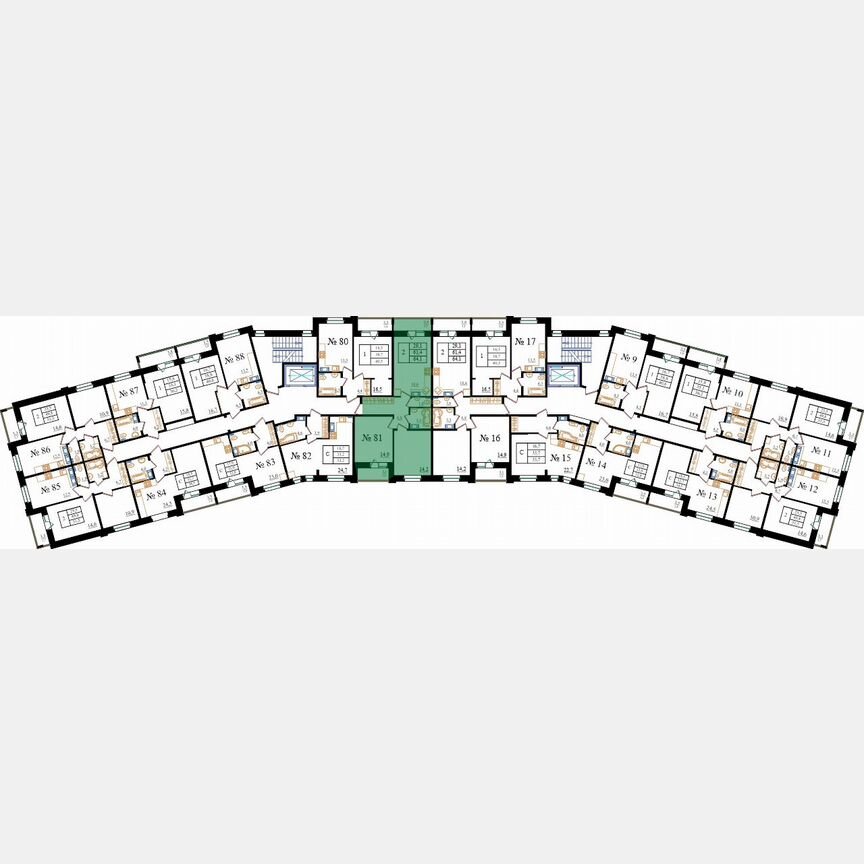 2-к. квартира, 64,1 м², 2/8 эт.