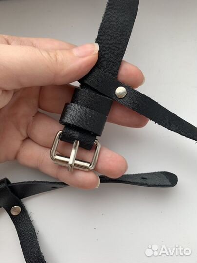 Кожаный пояс для чулок 90 см