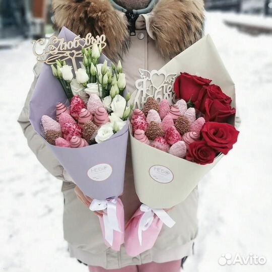 Клубника в шоколаде, Букеты с клубникой