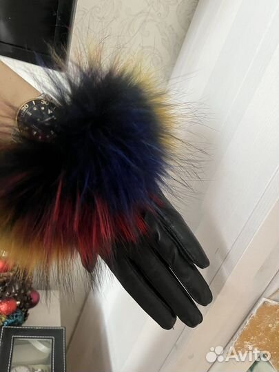 Перчатки кожаные с натуральным мехом