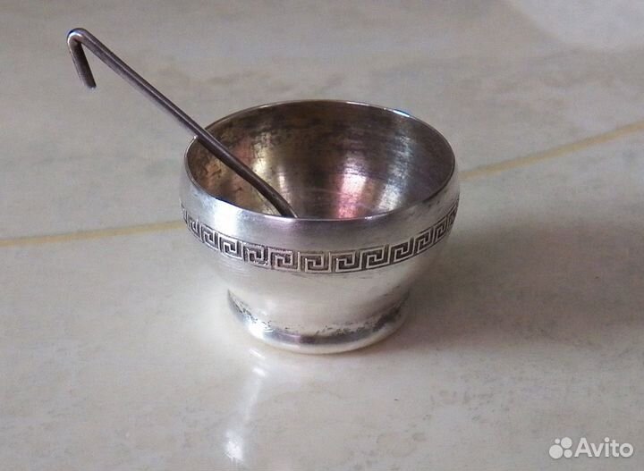 Солонка серебряная антик (с ложечкой)