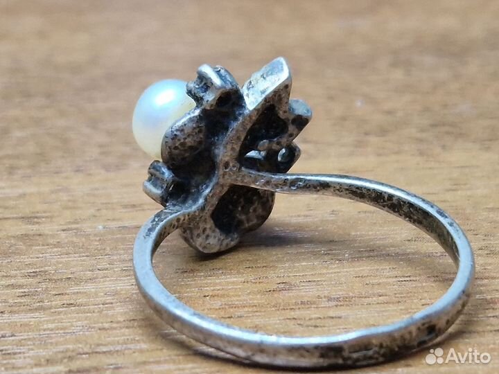 К.3261 Кольцо с жемчугом серебро 925 пр. 3.88 гр