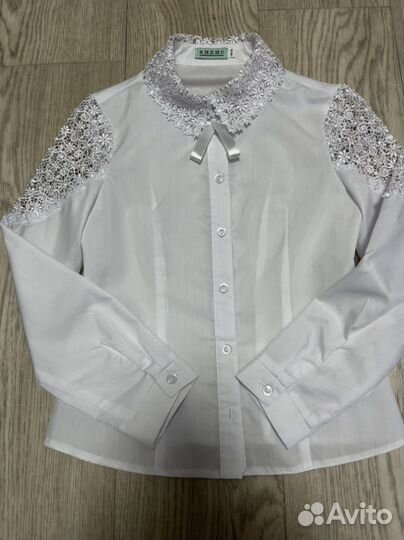 Блузка белая для девочек 128