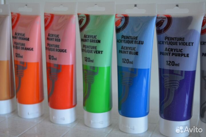 Акриловые краски для творчества 120 мл. Ашан