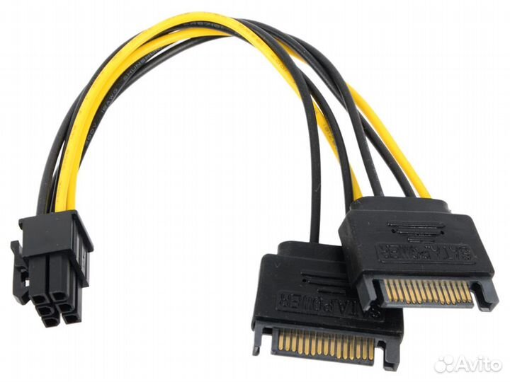 Переходник питания 2xsata power на 6-pin для видео