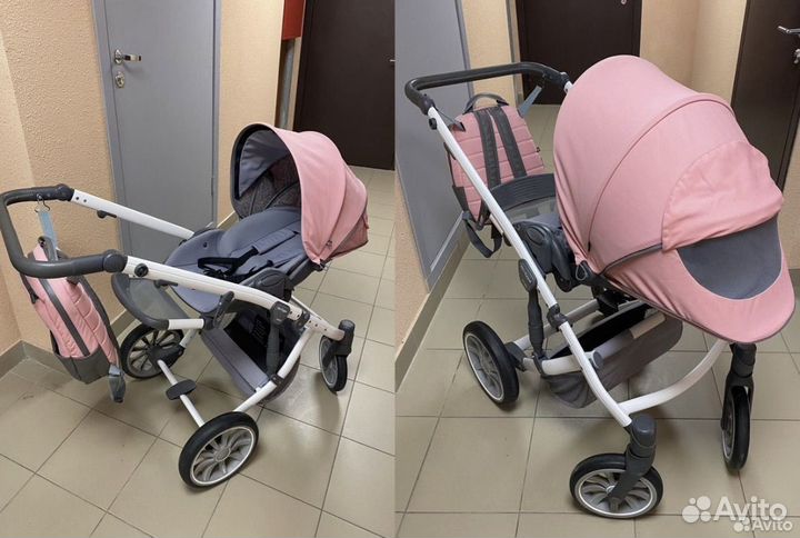 Коляска anex m type 2 в 1 розовая