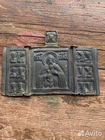 Редкий Складень святой Тихон 18 век икона