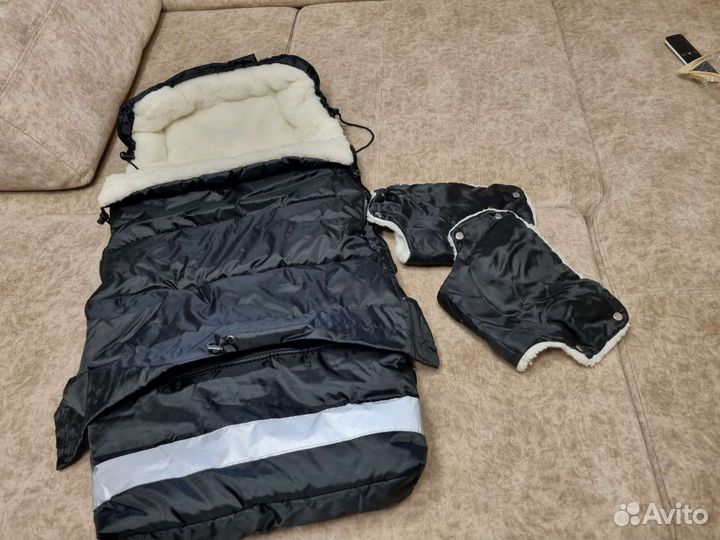 Конверт-мешок меховой в коляску 103см трансформер