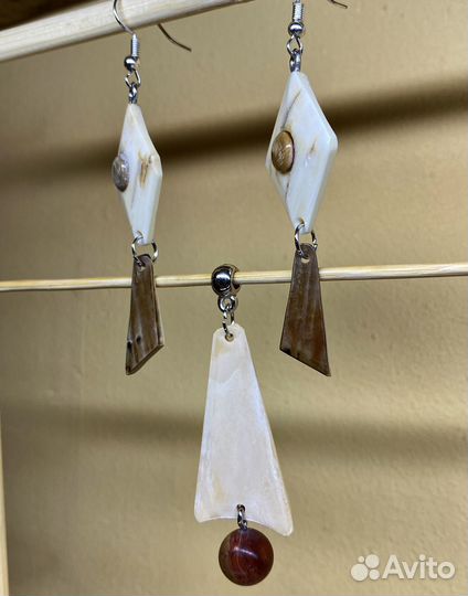 Серьги и кулон из бивня мамонта. Авторская работа