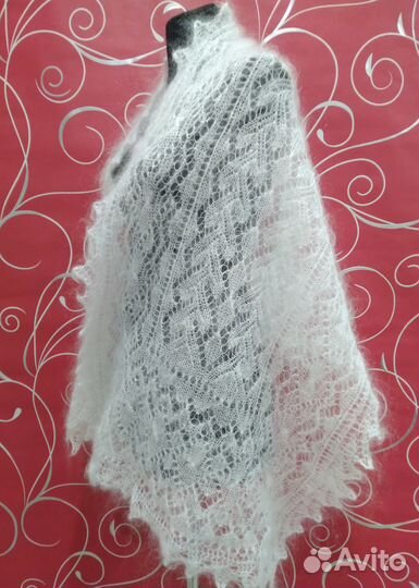 Пуховый палантин ажурный (№2)