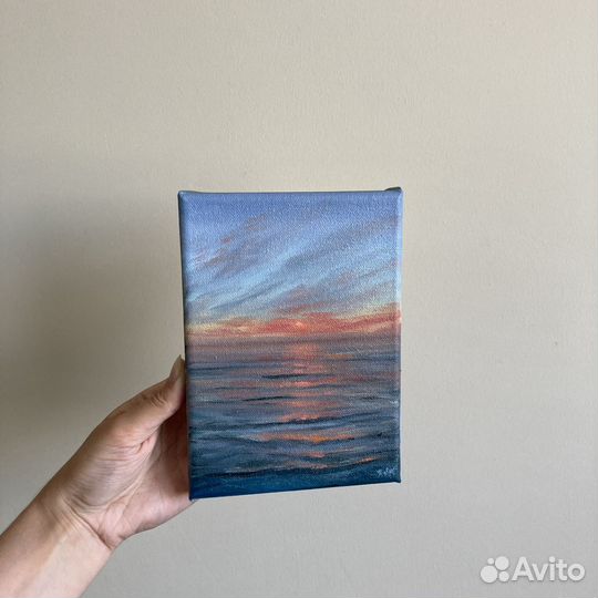 Картина маслом на холсте закат на море