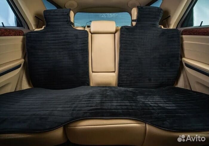 Накидки на сиденья полоса, велюр черный, на вес