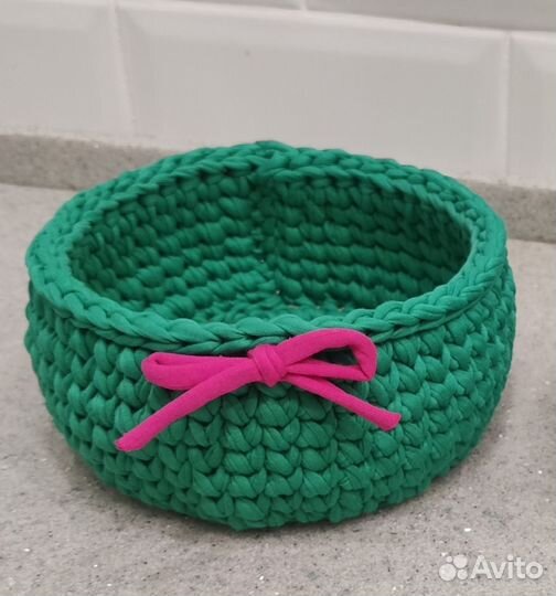 Корзиночки вязанные для интерьера и хранения