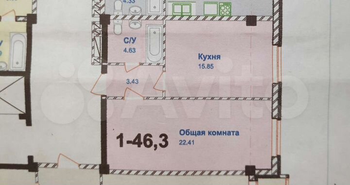 Своб. планировка, 47 м², 12/12 эт.