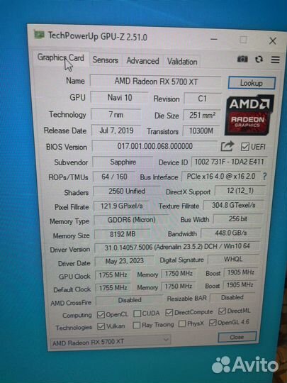 Видеокарта RX 5700 XT 8GB