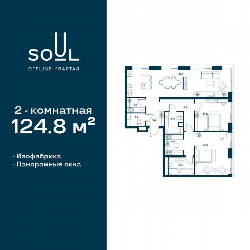 2-к. квартира, 124,8 м², 25/25 эт.