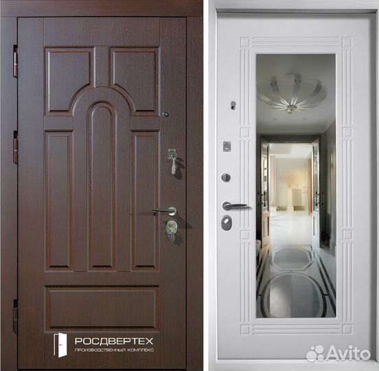 Дверь входная металлическая с зеркалом