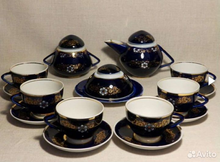 Чайный кобальтовый сервиз (СССР)