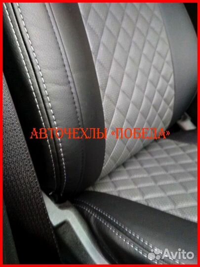 Чехлы Opel Astra J из экокожи чёрно-серые Ромб