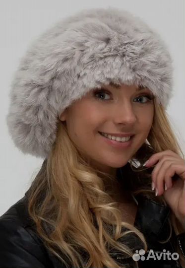 Берет вязаный мех кролика