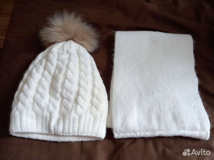 Шапка с шарфом для девочки 5-6 лет