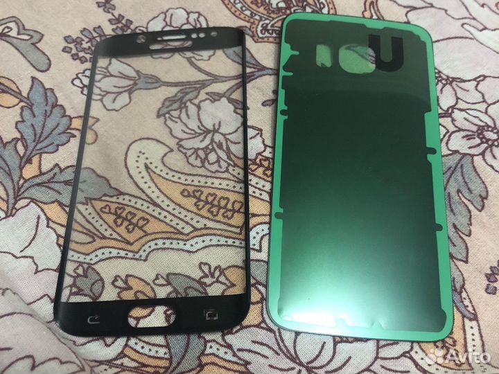 Samsung s6 edge задняя крышка с защитным стеклом