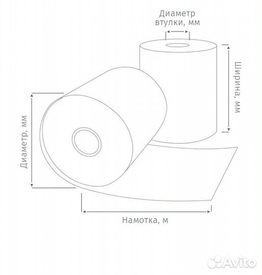 Чековая лента 57мм, диам 34-38мм, вт 12 мм