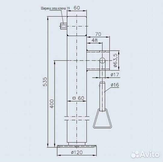 Опорная стойка для прицепа с фланцем, поворотная