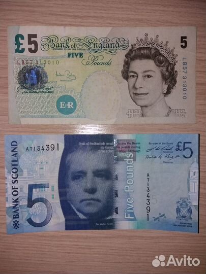 Банкноты фунты Великобритания