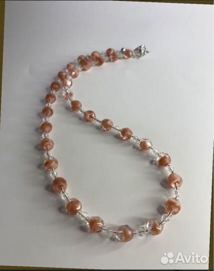 Розовые бусы чешское стекло 50 см