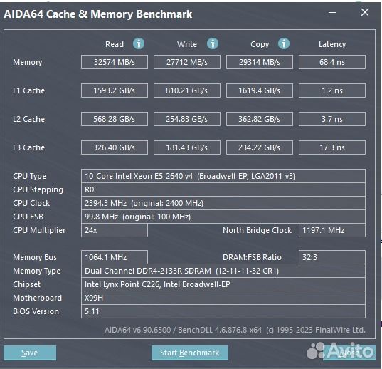 Комплект 2011v3 x99 d4 + 2640v4 + 16gb ddr4