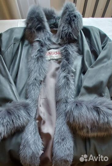 Пальто свингер женское Harmanly кожа / мех р.44-46